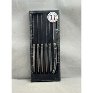 Laguiole 6 Steak Knives Stainless Steel Bee Motif Thiers France Black Box